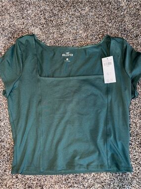 Hollister Women's Square Neck Short Sleeve Top - Forest Green